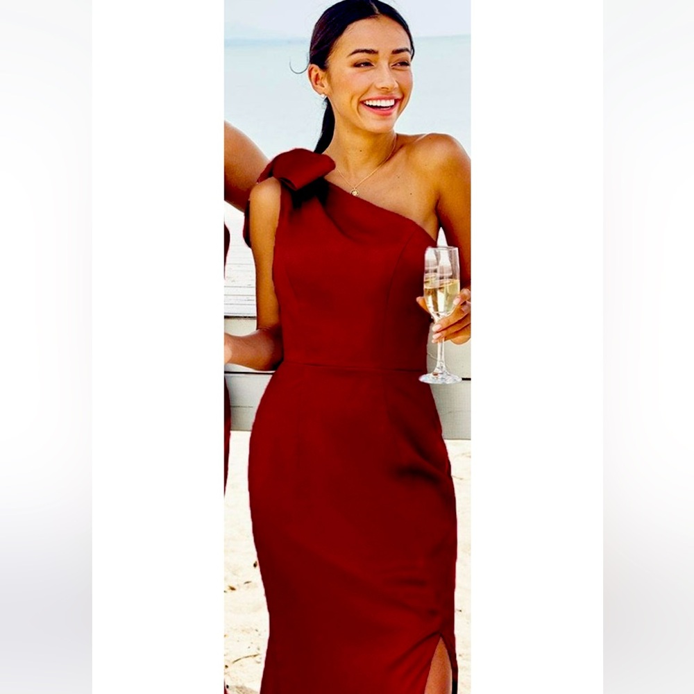 Kleinfeld’s Trumpet/Mermaid One-Shoulder Sleeveless Satin Dress w/ Bowknot💃🏻